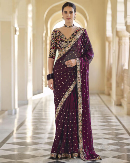 Lavish Purple Color Rangoli Silk Saree With Fancy Blouse