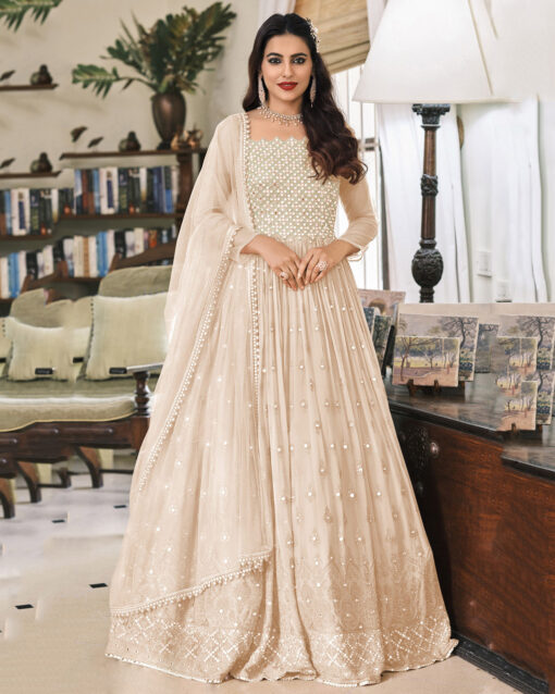 Exuberant Embroidered Long Designer Anarkali Salwar Suit