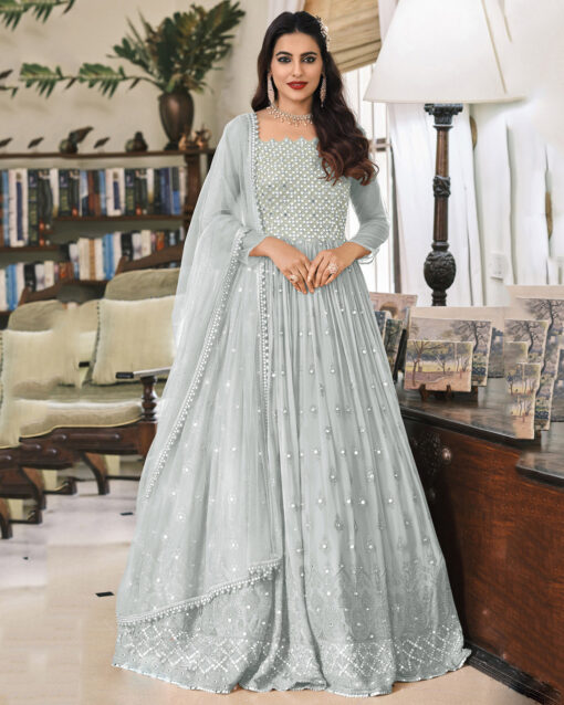 Exuberant Embroidered Long Designer Anarkali Salwar Suit