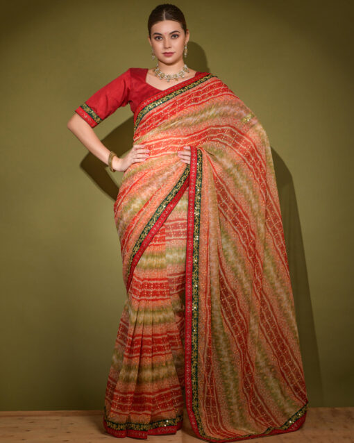 Resplendent Thread Work Georgette Saree For Party Function