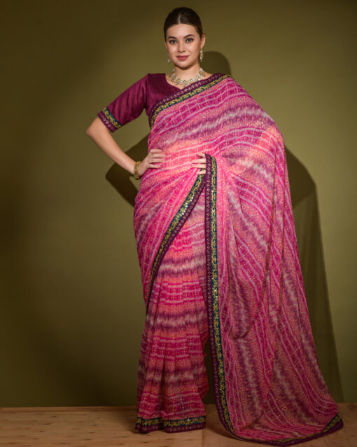 Resplendent Thread Work Georgette Saree For Party Function