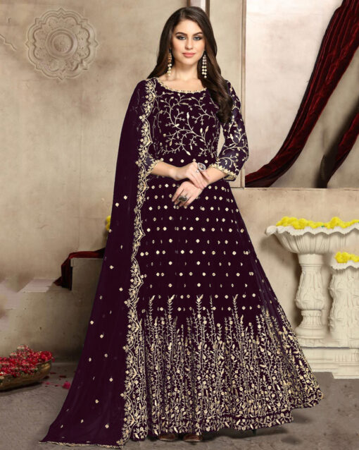 Blissful Embroidered Georgette Anarkali Suit With Dupatta