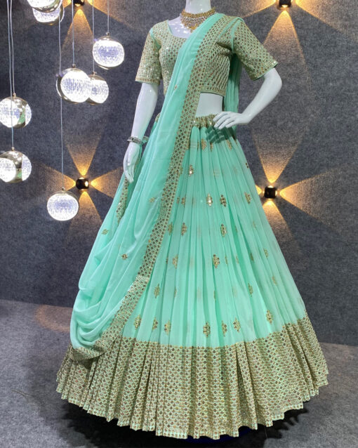 Picturesque Sequins Work Georgette Lehenga Choli For Wedding