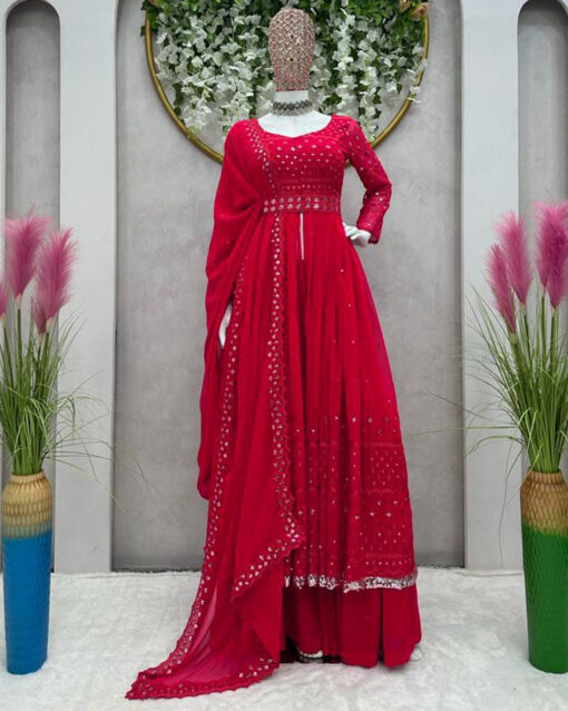 Majestic Thread Work Georgette Designer Readymade Suit For Wedding