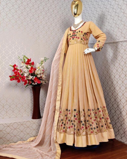 Epitome Embroidered Georgette Long Length Gown For Party
