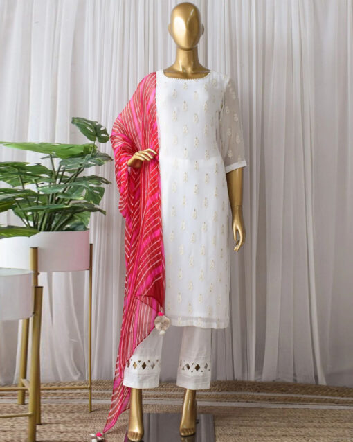Fascinating Embroidered Georgette Readymade Suit For Party Function