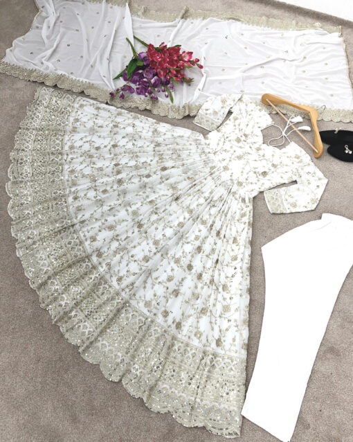 Classical Off White Color Long Length Designer Readymade Salwar Suit