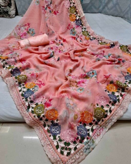 Remarkable Pink Color Sequins Enhanced Net Classic Wedding Wear Saree