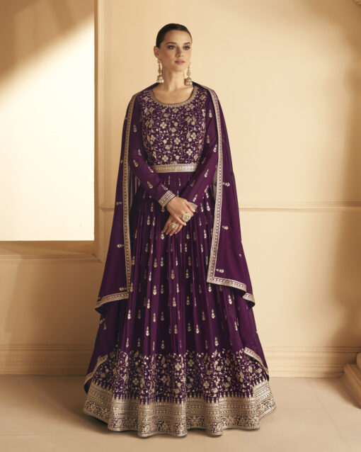 Modernistic Purple Color Designer Long Length Anarkali Salwar Kameez